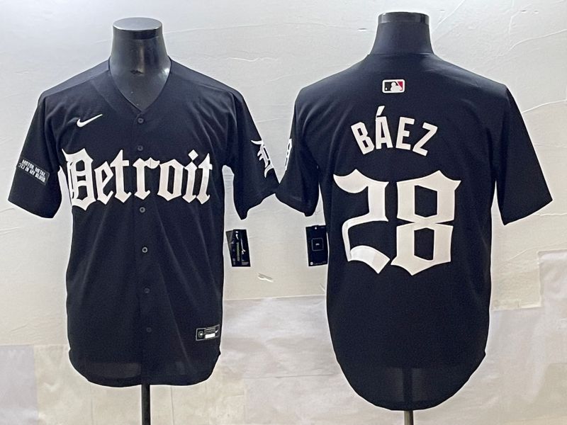 Men 2025 Detroit Tigers #28 Baez Black Five generations Joint Name Nike MLB Jersey style 19->detroit tigers->MLB Jersey